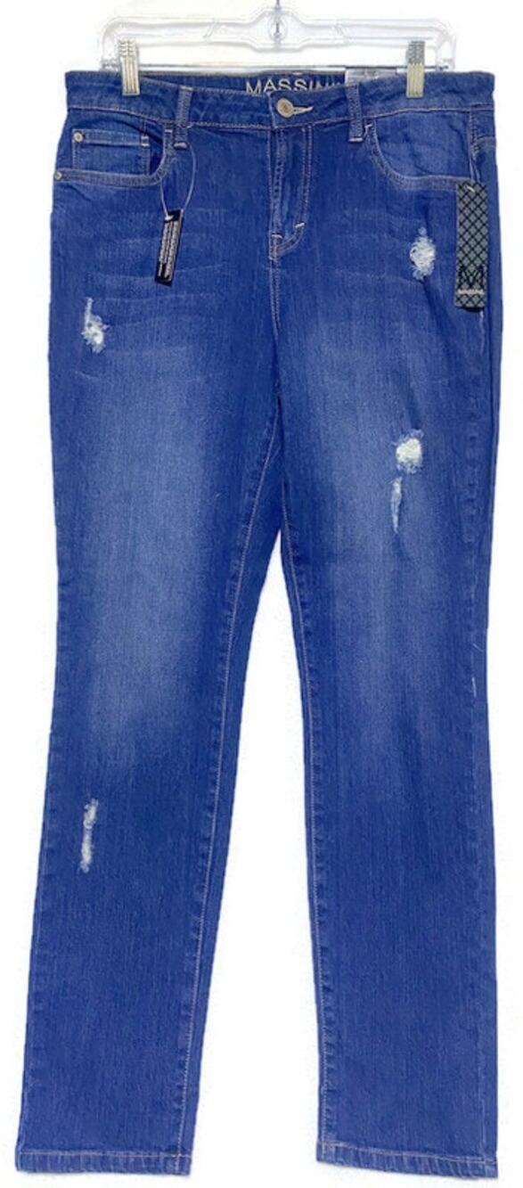 Massini Blue Jeans Women's Size 10 Skinny Mid-Rise Distressed Leg NEW
